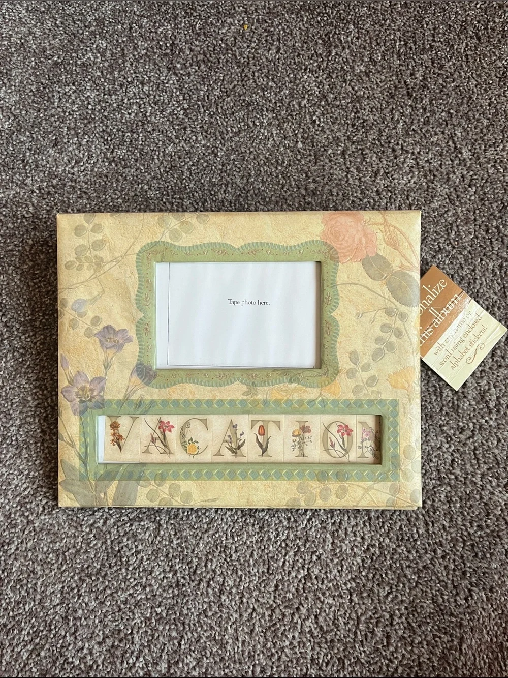 Personalize This Album Decorative Floral Photo Frame - Green and Cream